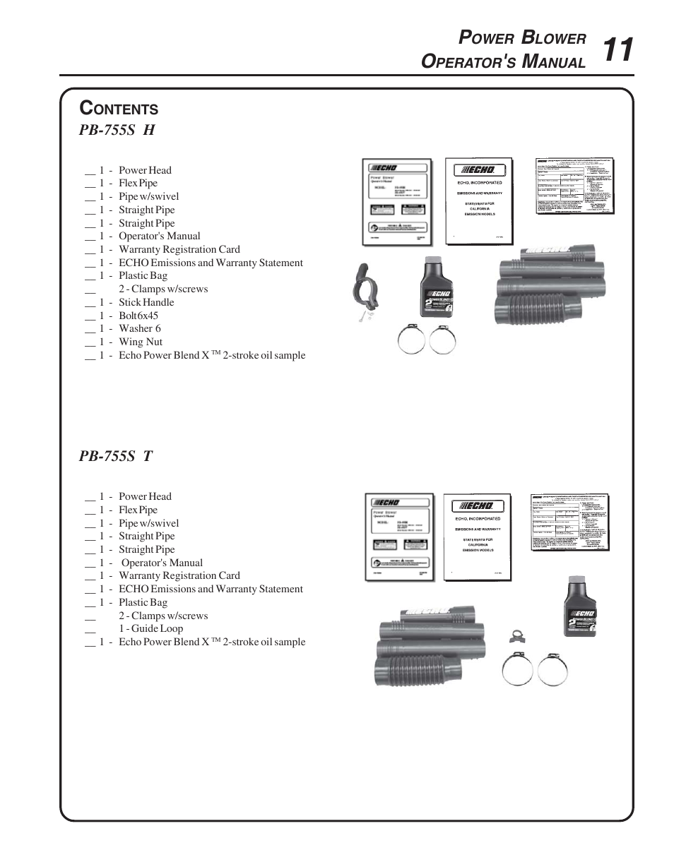 Echo PB-755S H User Manual | Page 11 / 28