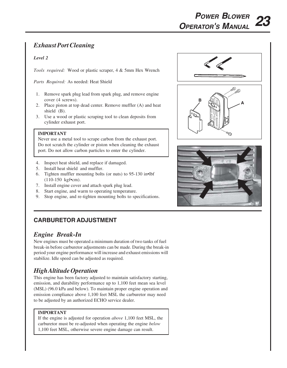 Carburetor adjustment | Echo PB-755S H User Manual | Page 23 / 28