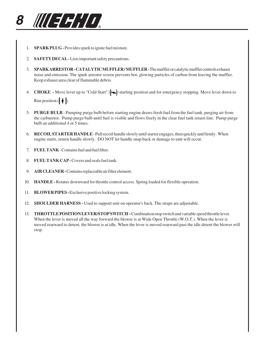 Echo PB-755S H User Manual | Page 8 / 28