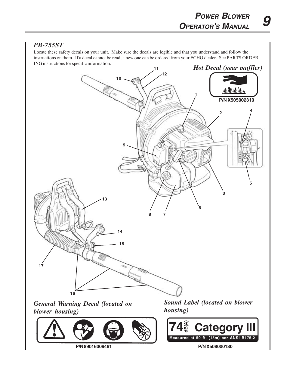 Category iii | Echo PB-755S H User Manual | Page 9 / 28