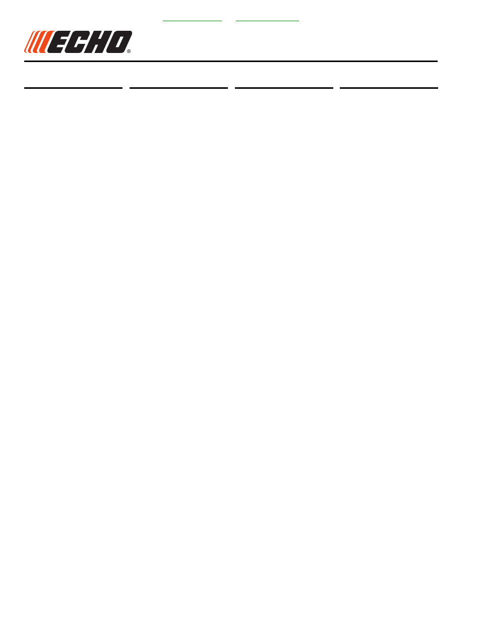 Part number index, Table of contents part number index | Echo SRM-225U User Manual | Page 58 / 62