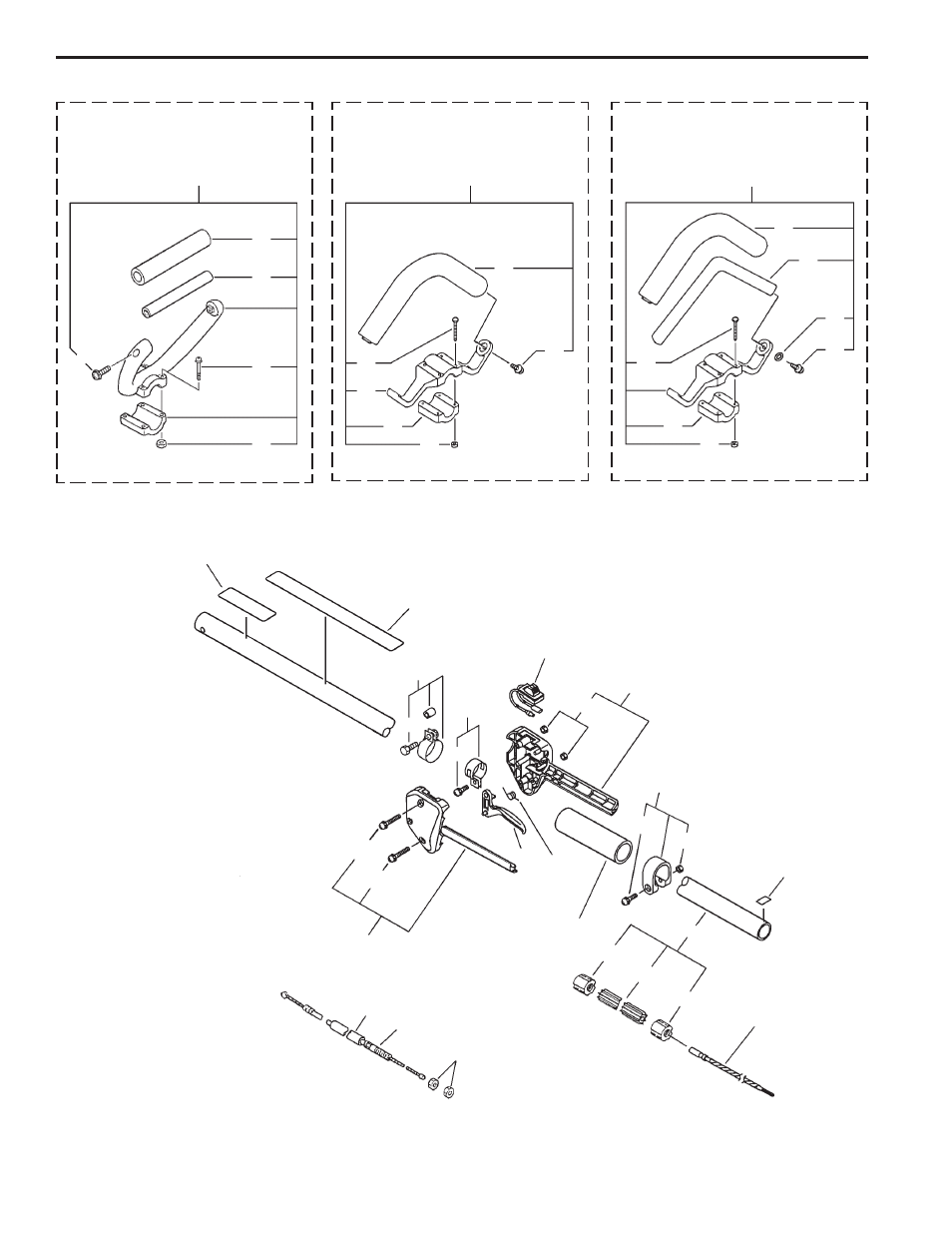 Handle, stop switch, throttle cable, driveshaft | Echo SRM-2410 User Manual | Page 10 / 23