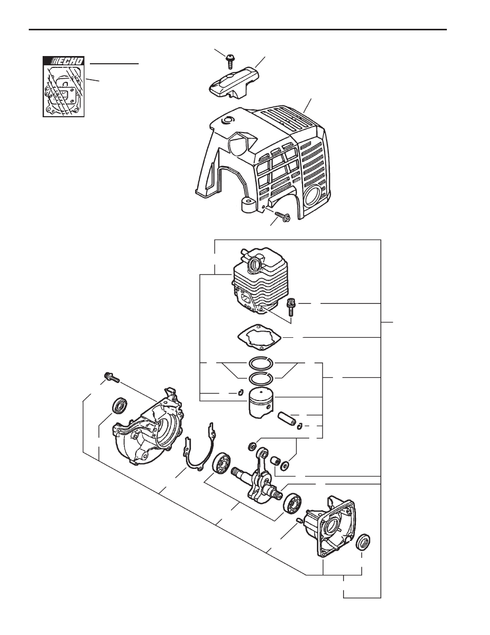 Engine, crankcase, cylinder cover | Echo SRM-2410 User Manual | Page 2 / 23