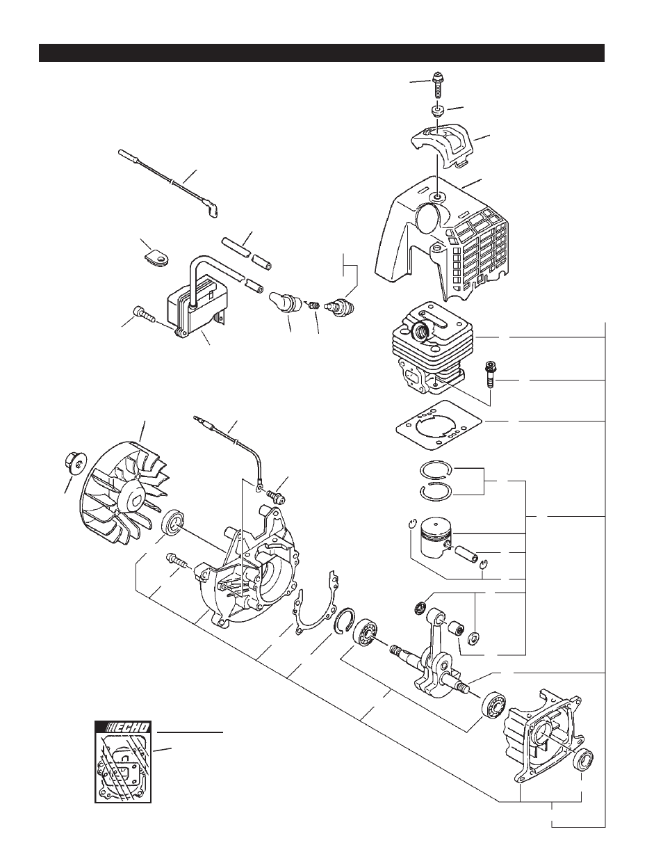 Engine, short block, ignition, cylinder cover | Echo PAS-261 User Manual | Page 4 / 25