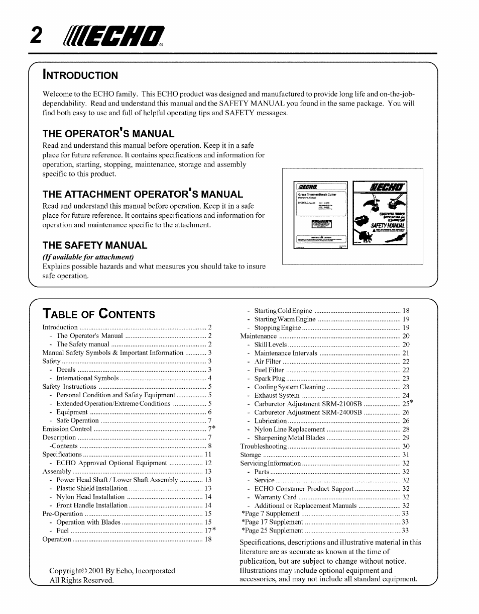 Echo SRM-2100SB  EN User Manual | Page 2 / 33