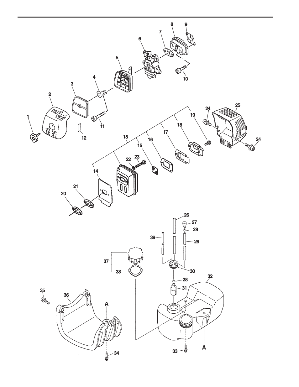 Intake, exhaust, fuel system, stand | Echo SRM - 2610 User Manual | Page 6 / 13