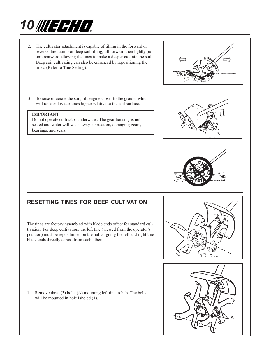 Echo CULTIVATOR PRO ATTACHMENT 99944200513 User Manual | Page 10 / 16