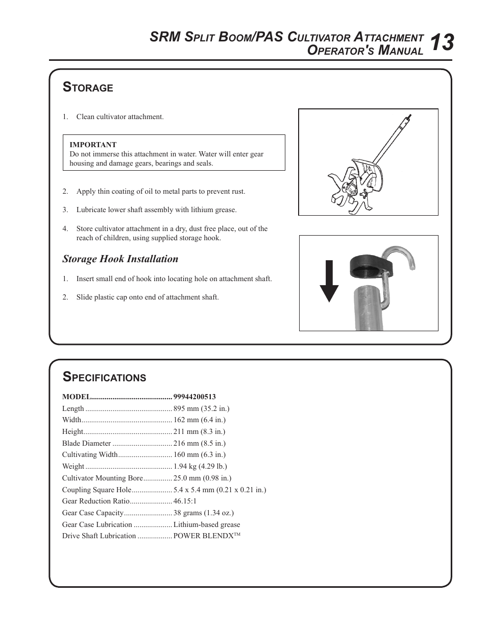 Srm s, Pas c | Echo CULTIVATOR PRO ATTACHMENT 99944200513 User Manual | Page 13 / 16