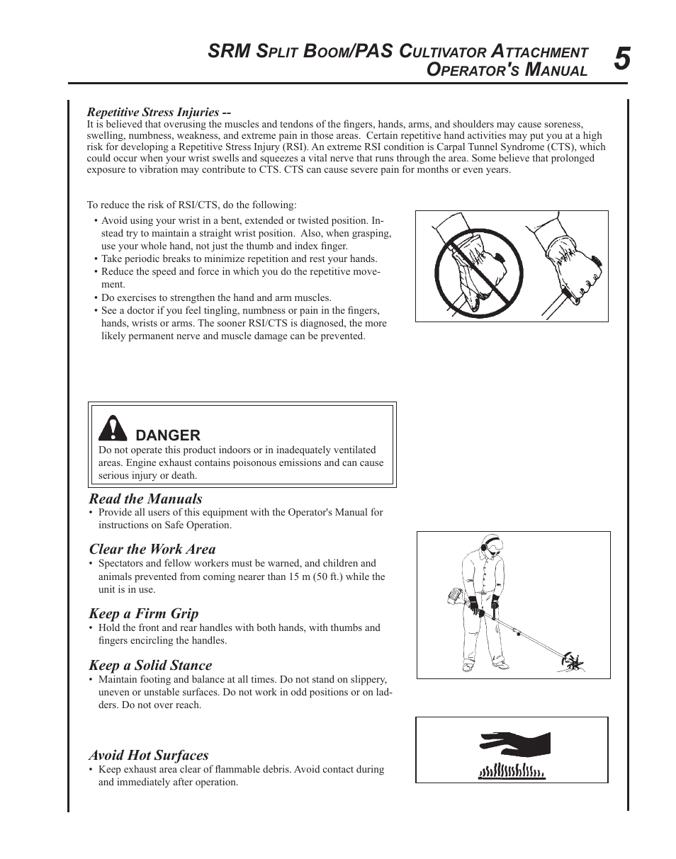 Srm s, Pas c | Echo CULTIVATOR PRO ATTACHMENT 99944200513 User Manual | Page 5 / 16