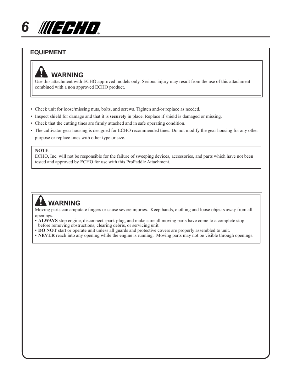 Echo CULTIVATOR PRO ATTACHMENT 99944200513 User Manual | Page 6 / 16