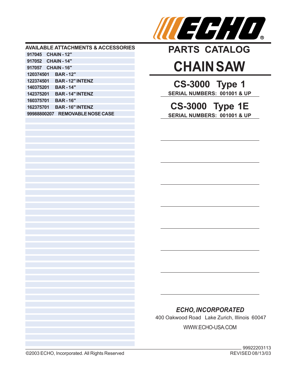 Echo CS-3000 Type 1E User Manual | 23 pages
