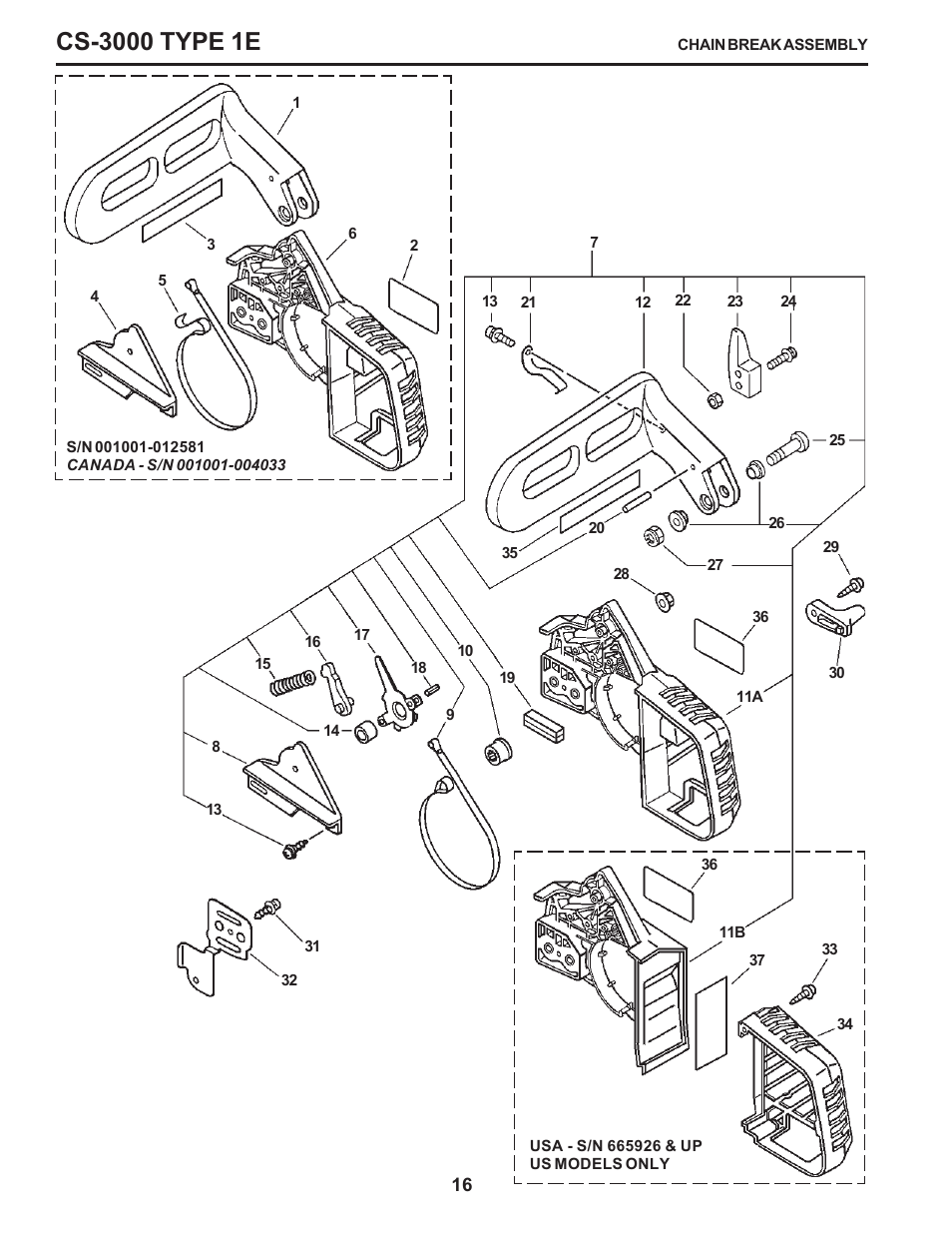Chain break assembly | Echo CS-3000 Type 1E User Manual | Page 16 / 23