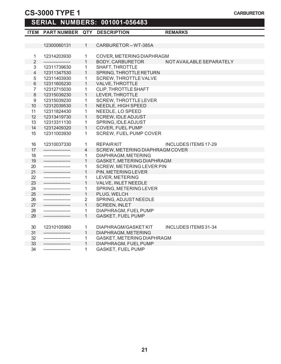 Echo CS-3000 Type 1E User Manual | Page 21 / 23