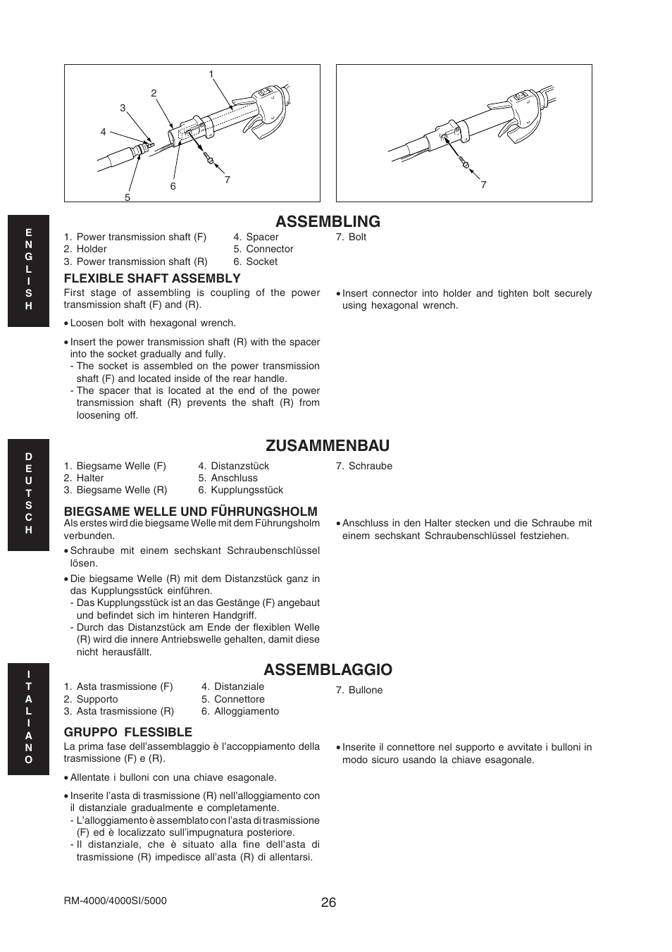 Assembling zusammenbau assemblaggio | Echo RM-4000SI User Manual | Page 26 / 68