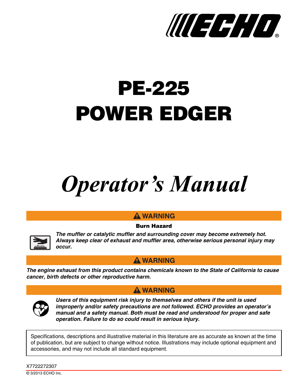 Echo PE-225 User Manual | 36 pages