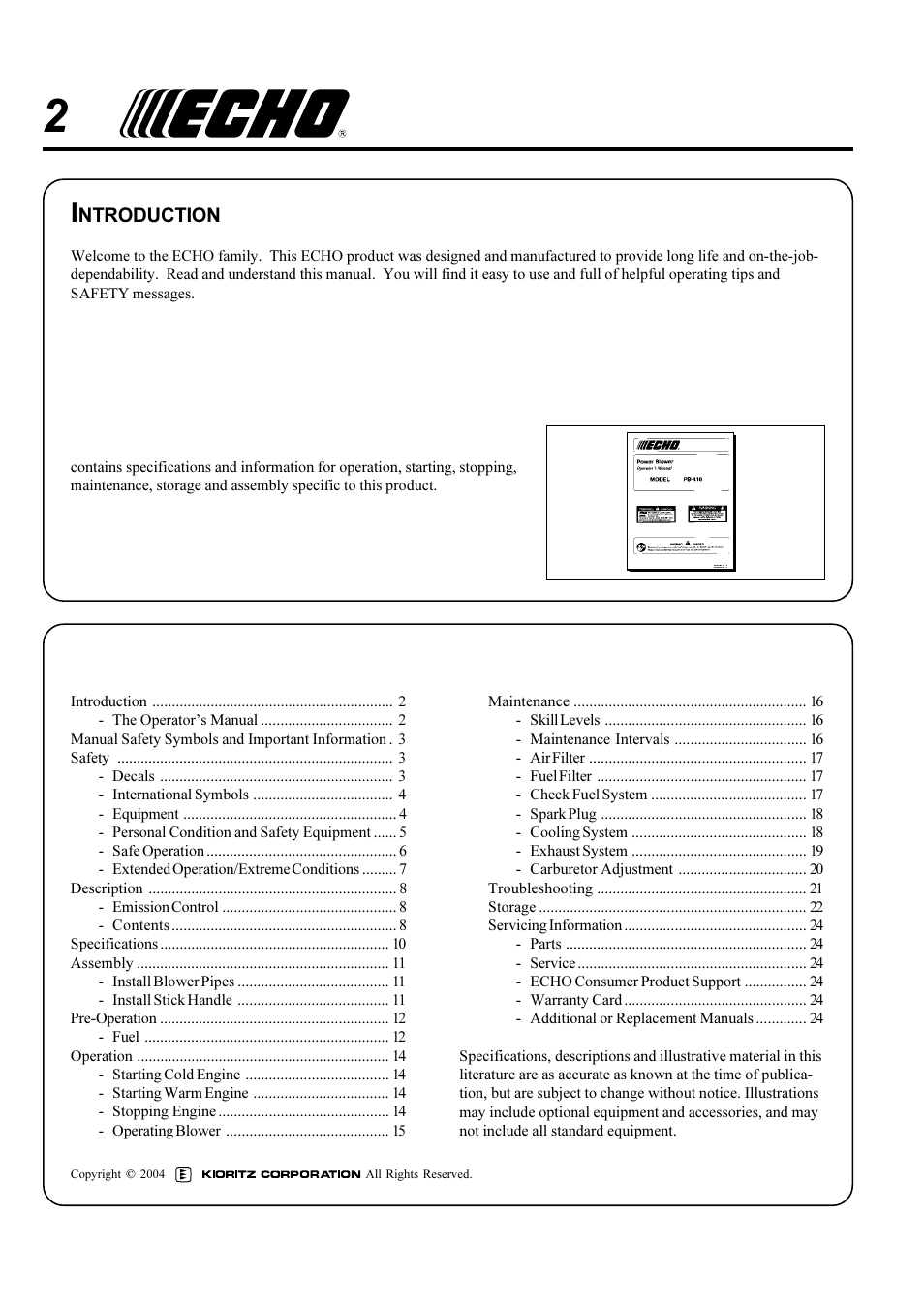 Echo X750-006 User Manual | Page 2 / 24