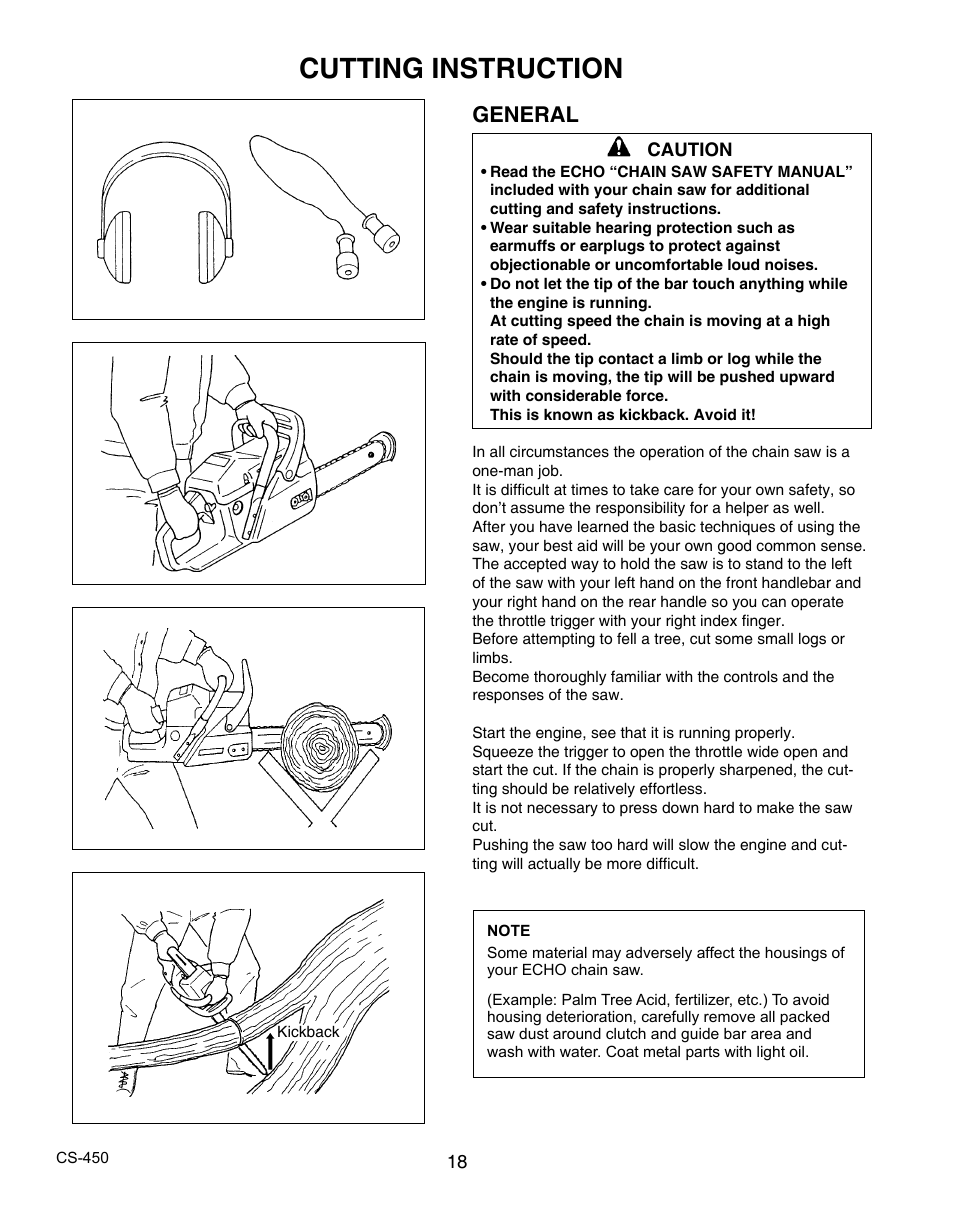 Cutting instruction, General | Echo X7503196704 User Manual | Page 18 / 36