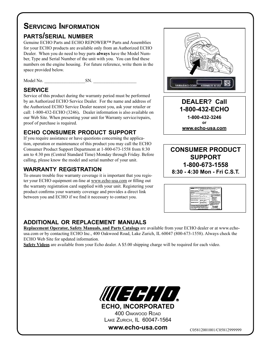 Echo X7503196704 User Manual | Page 36 / 36