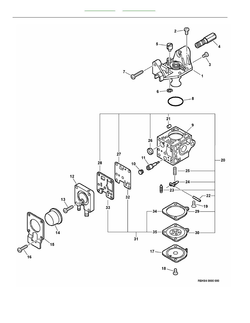 Carburetor -- rb-k84 | Echo SRM-265T User Manual | Page 14 / 44