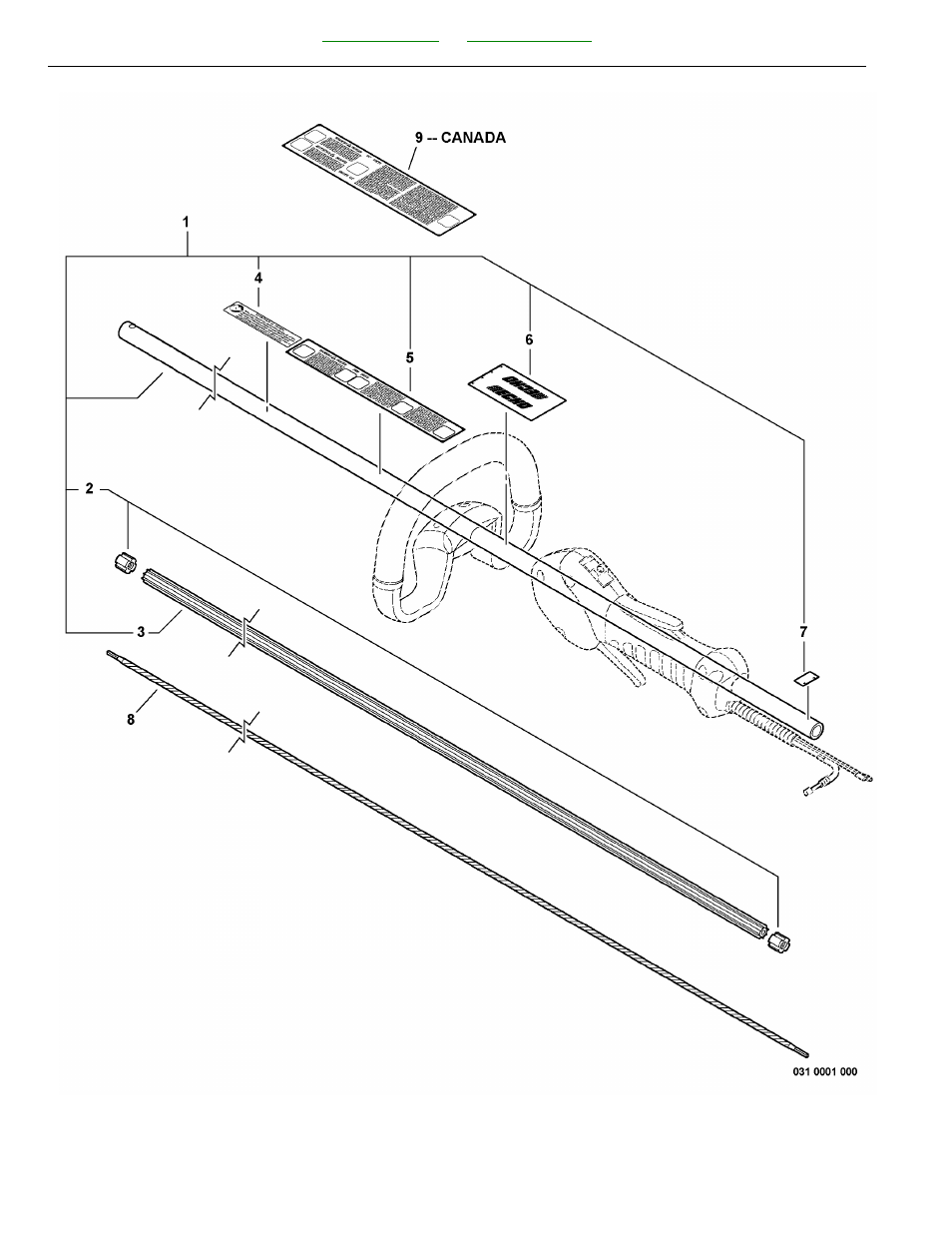 Main pipe assembly, flexible driveshaft | Echo SRM-265T User Manual | Page 30 / 44