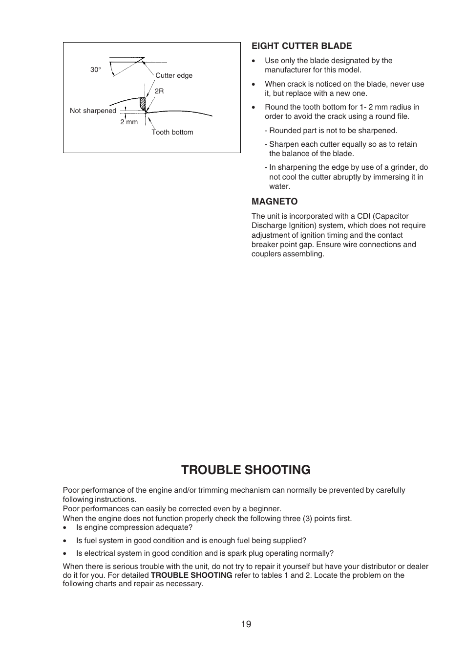 Trouble shooting | Echo SRM-400U User Manual | Page 19 / 22