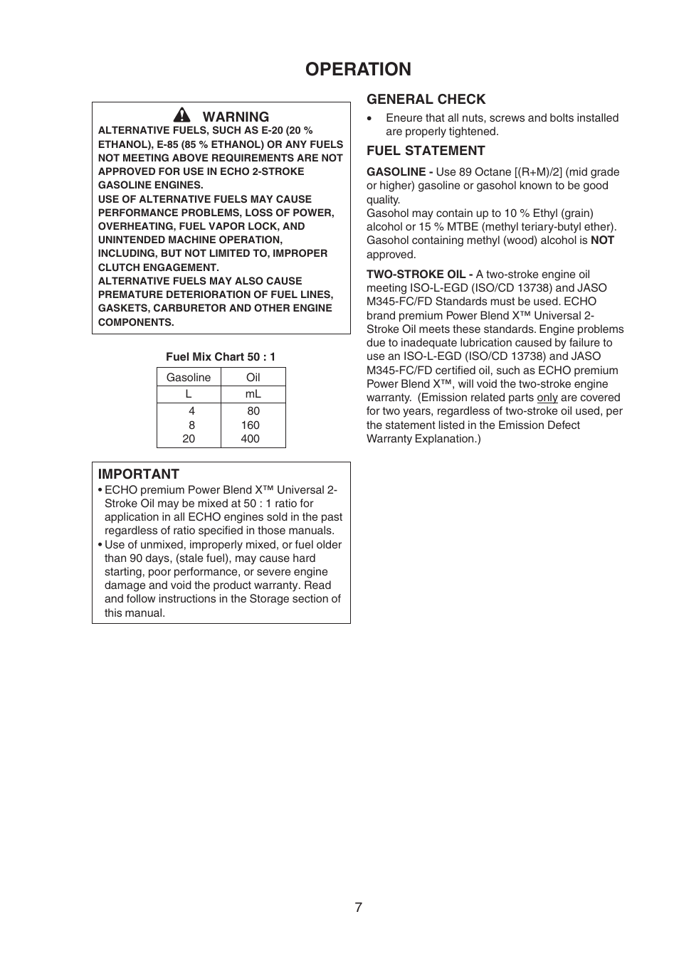 Operation | Echo SRM-400U User Manual | Page 7 / 22