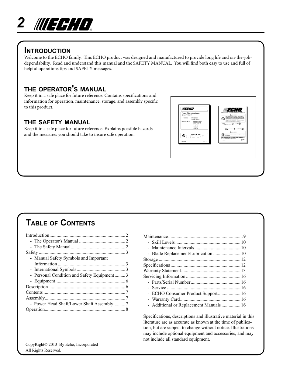 Echo SRM-2400SB User Manual | Page 2 / 16