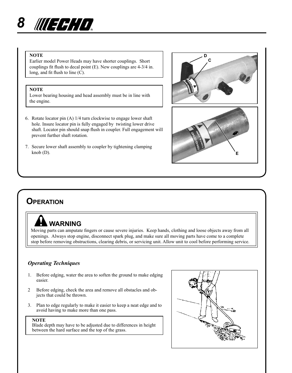 Warning | Echo SRM-2400SB User Manual | Page 8 / 16