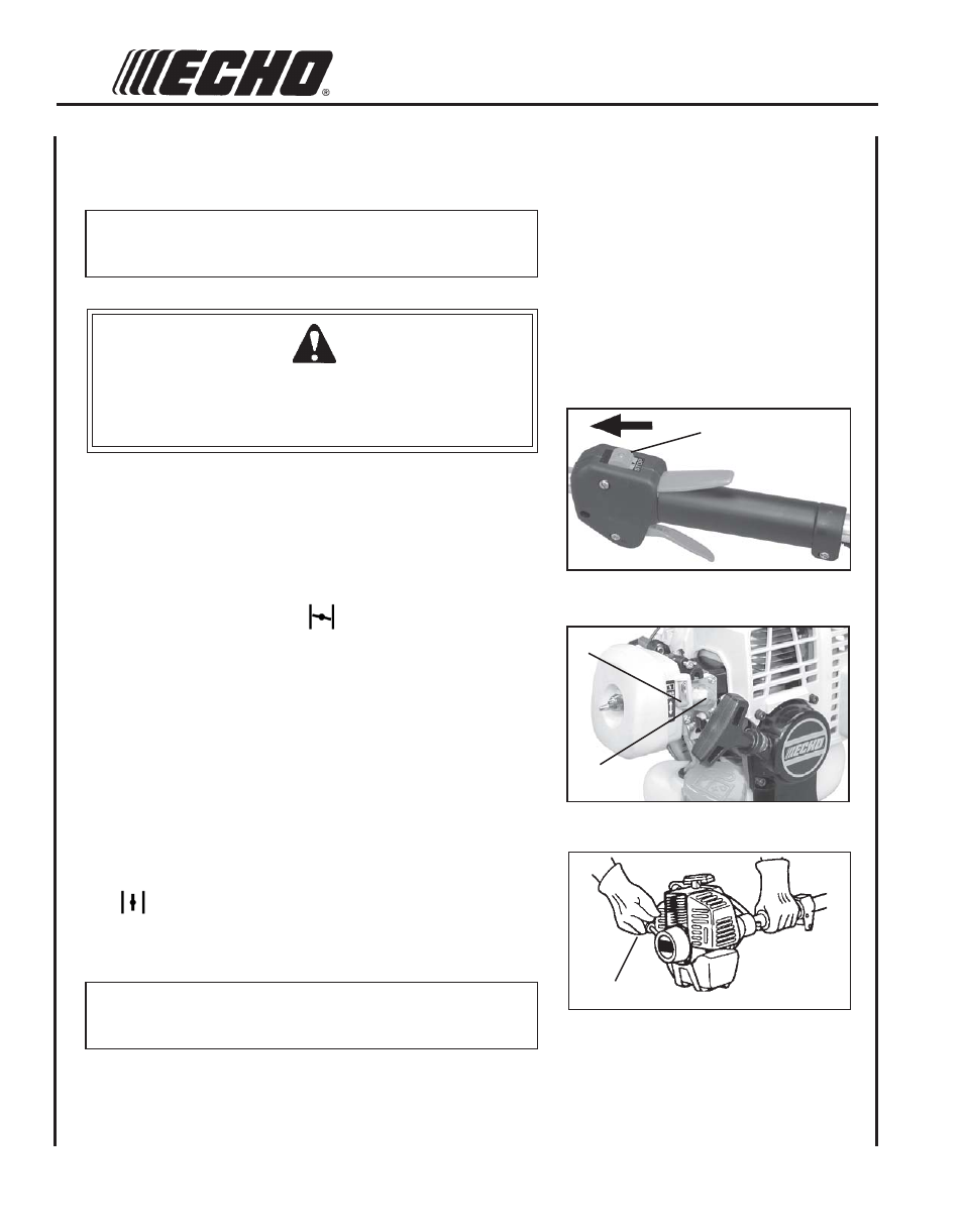 Starting cold engine, Warning danger | Echo SHC-210 User Manual | Page 12 / 28