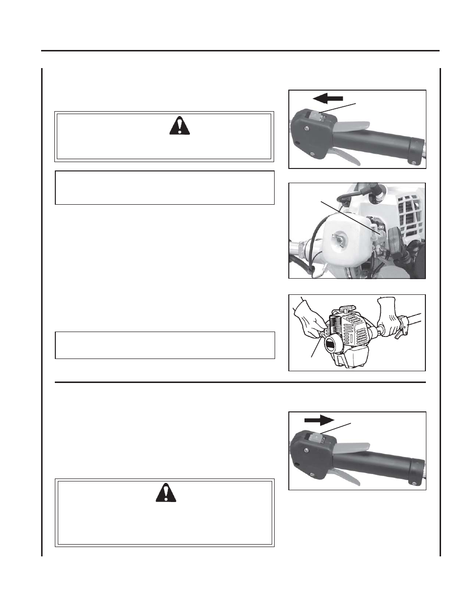 Starting warm engine, Stopping engine | Echo SHC-210 User Manual | Page 13 / 28