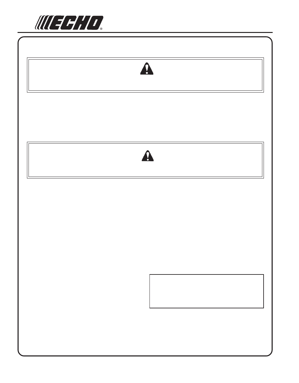 Storage, Long term storage (over 30 days), Warning danger | Echo SHC-210 User Manual | Page 24 / 28