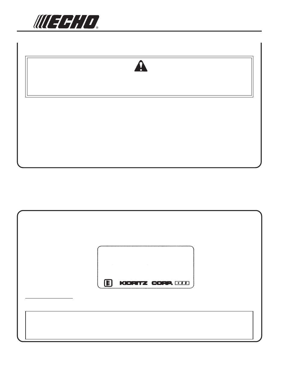 Emission control, Warning danger | Echo SHC-210 User Manual | Page 6 / 28