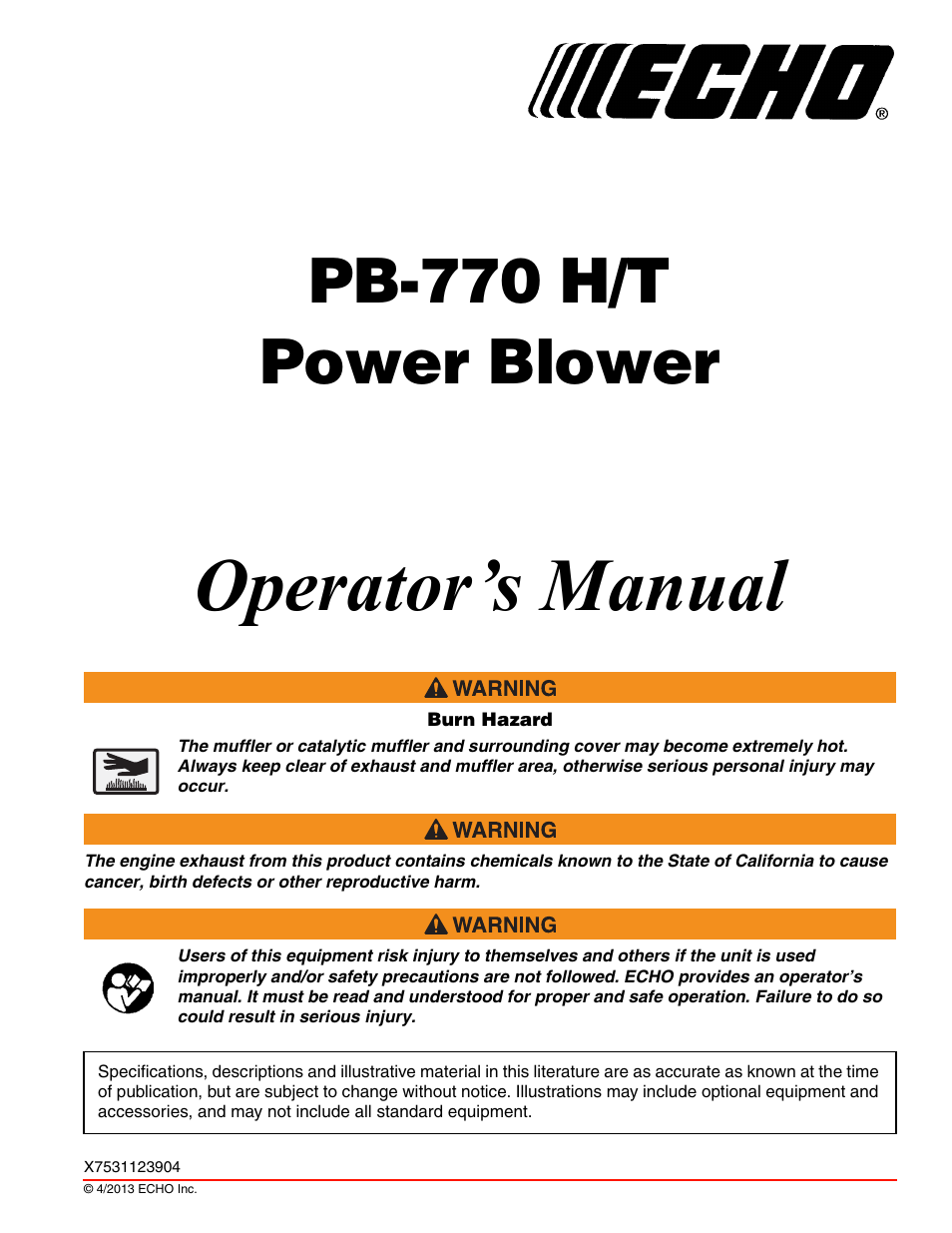 Echo PB-770H User Manual | 36 pages