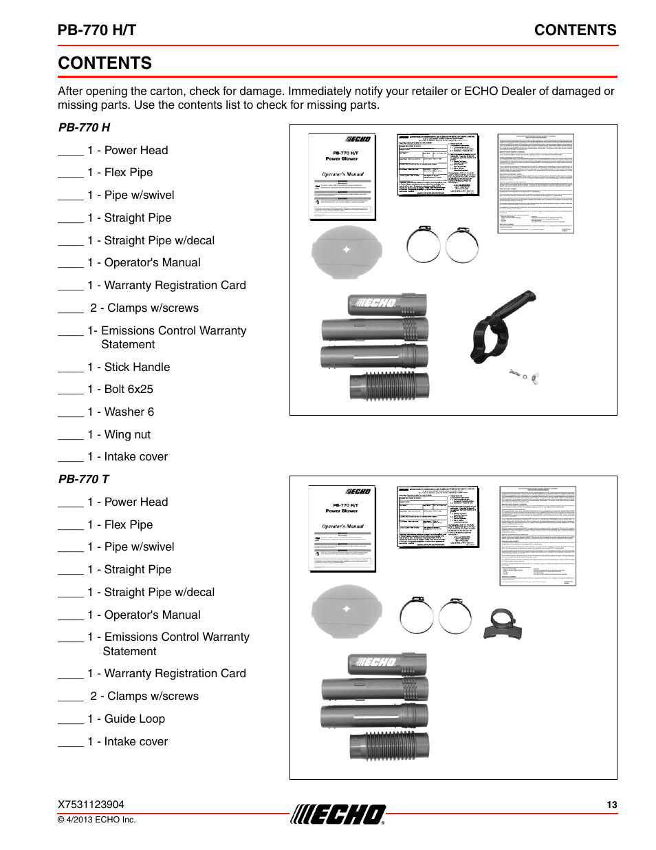 Echo PB-770H User Manual | Page 13 / 36