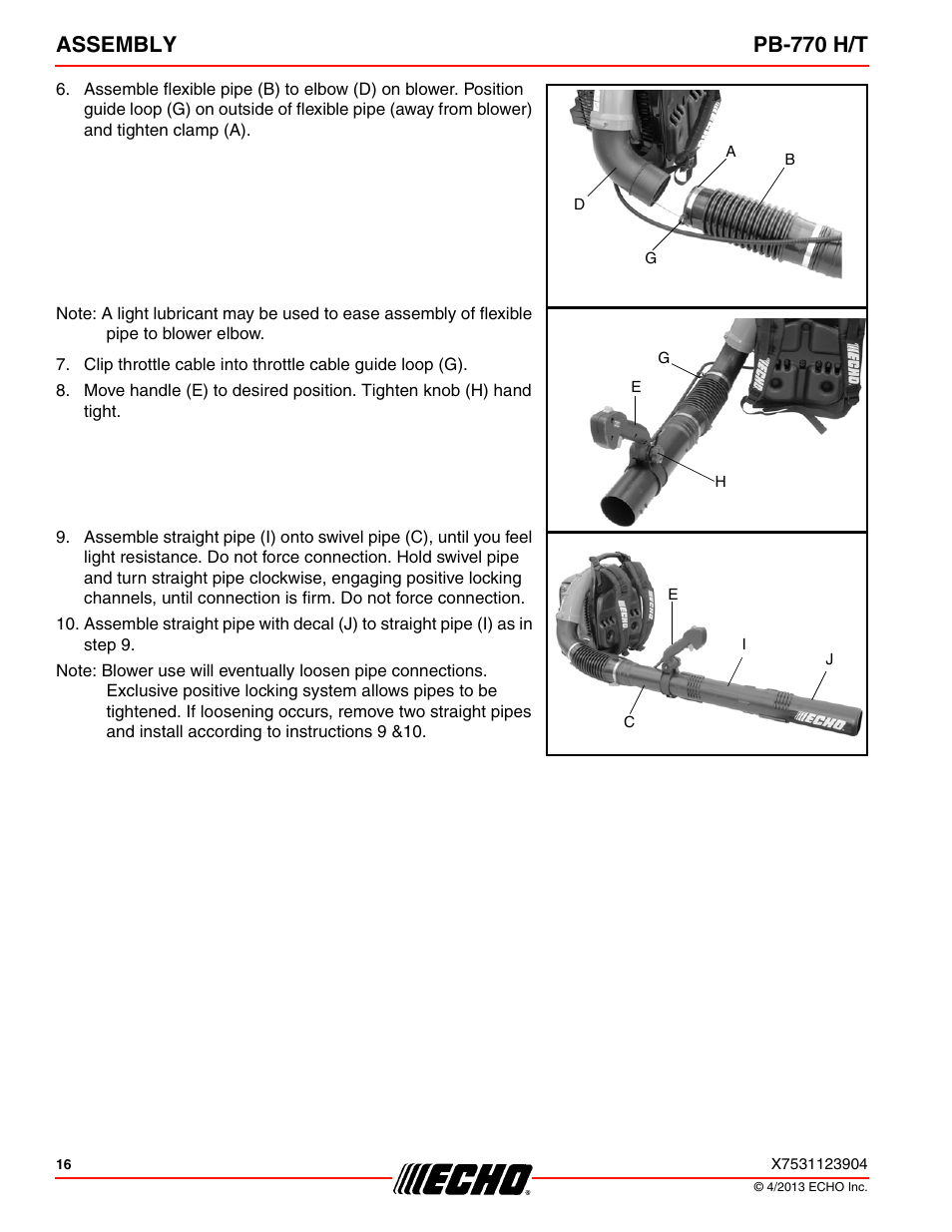 Assembly pb-770 h/t | Echo PB-770H User Manual | Page 16 / 36