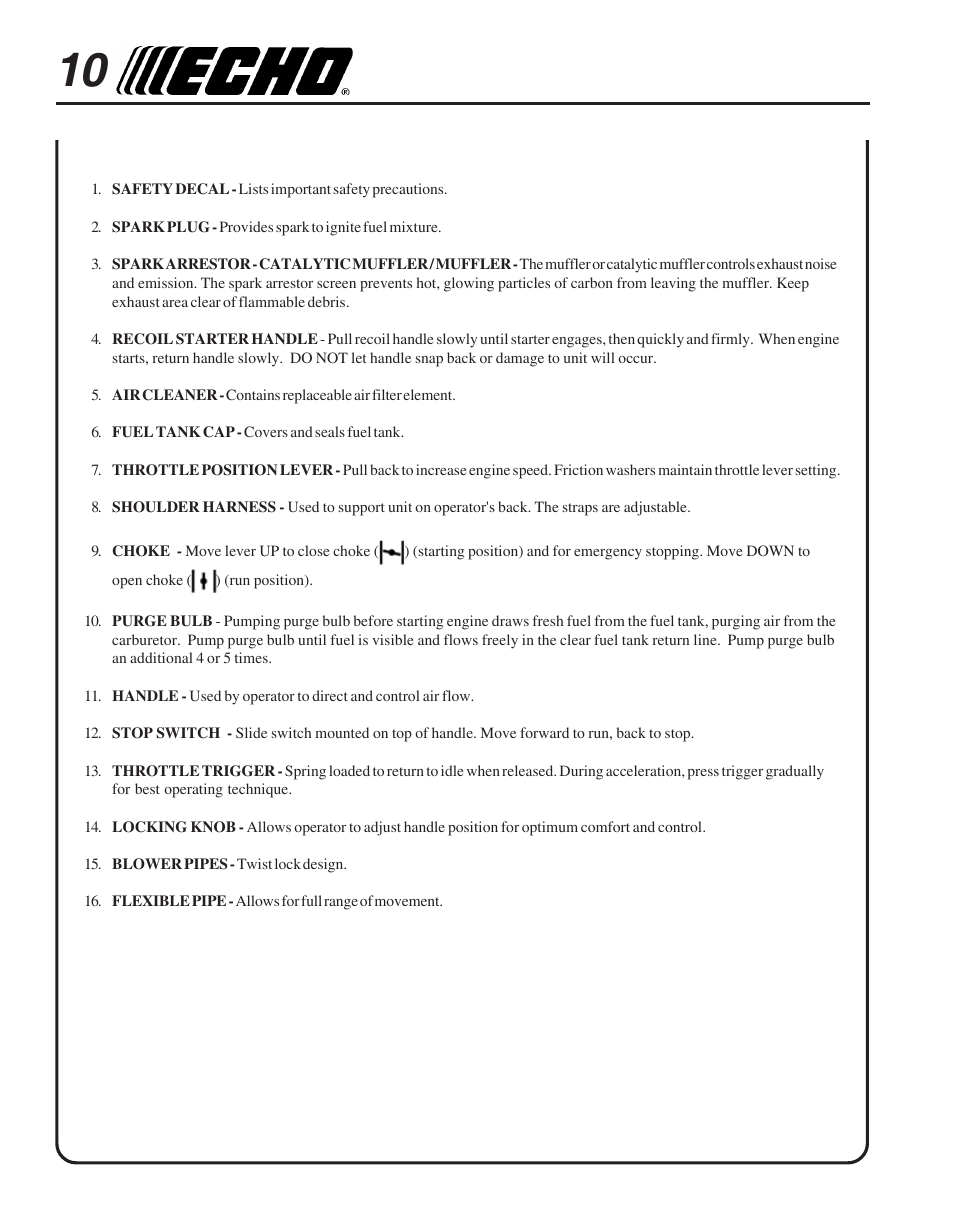 Echo PB-413H User Manual | Page 10 / 28
