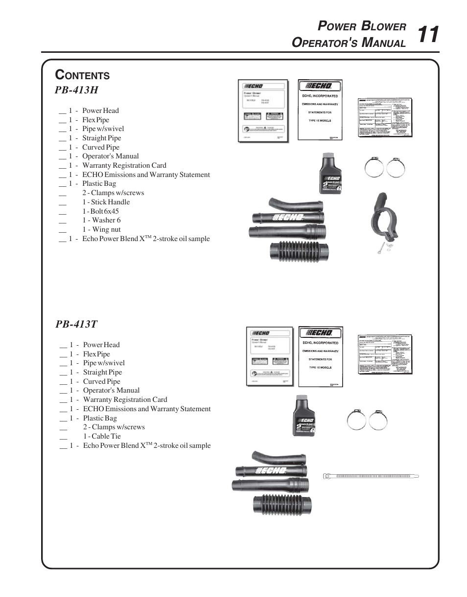 Echo PB-413H User Manual | Page 11 / 28