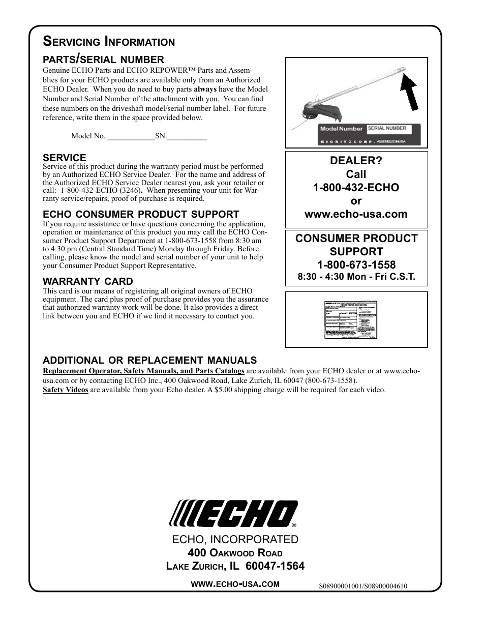 Echo 99944200545 User Manual | Page 16 / 16