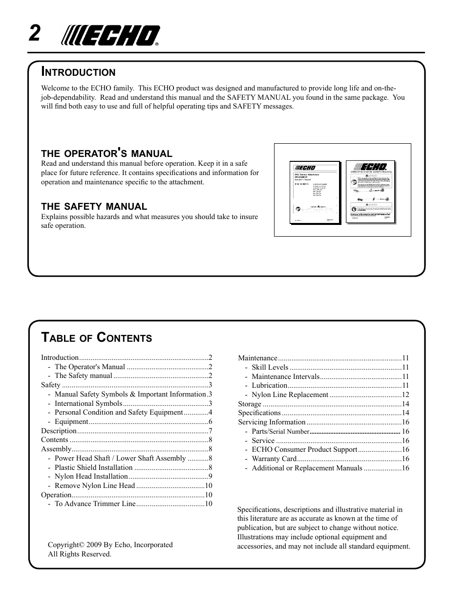 Echo 99944200545 User Manual | Page 2 / 16
