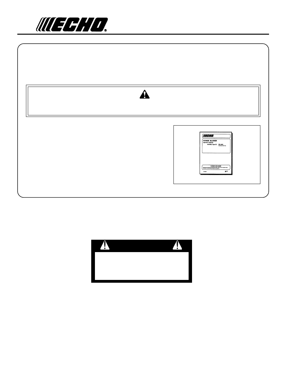 Warning | Echo PB-2400 User Manual | Page 2 / 24