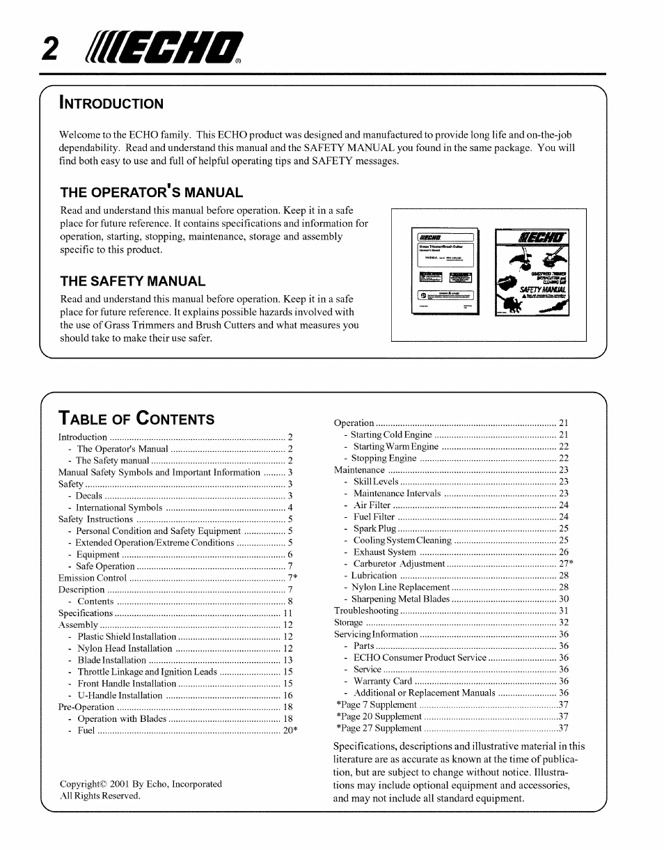 Echo SRM - 2100 User Manual | Page 2 / 37