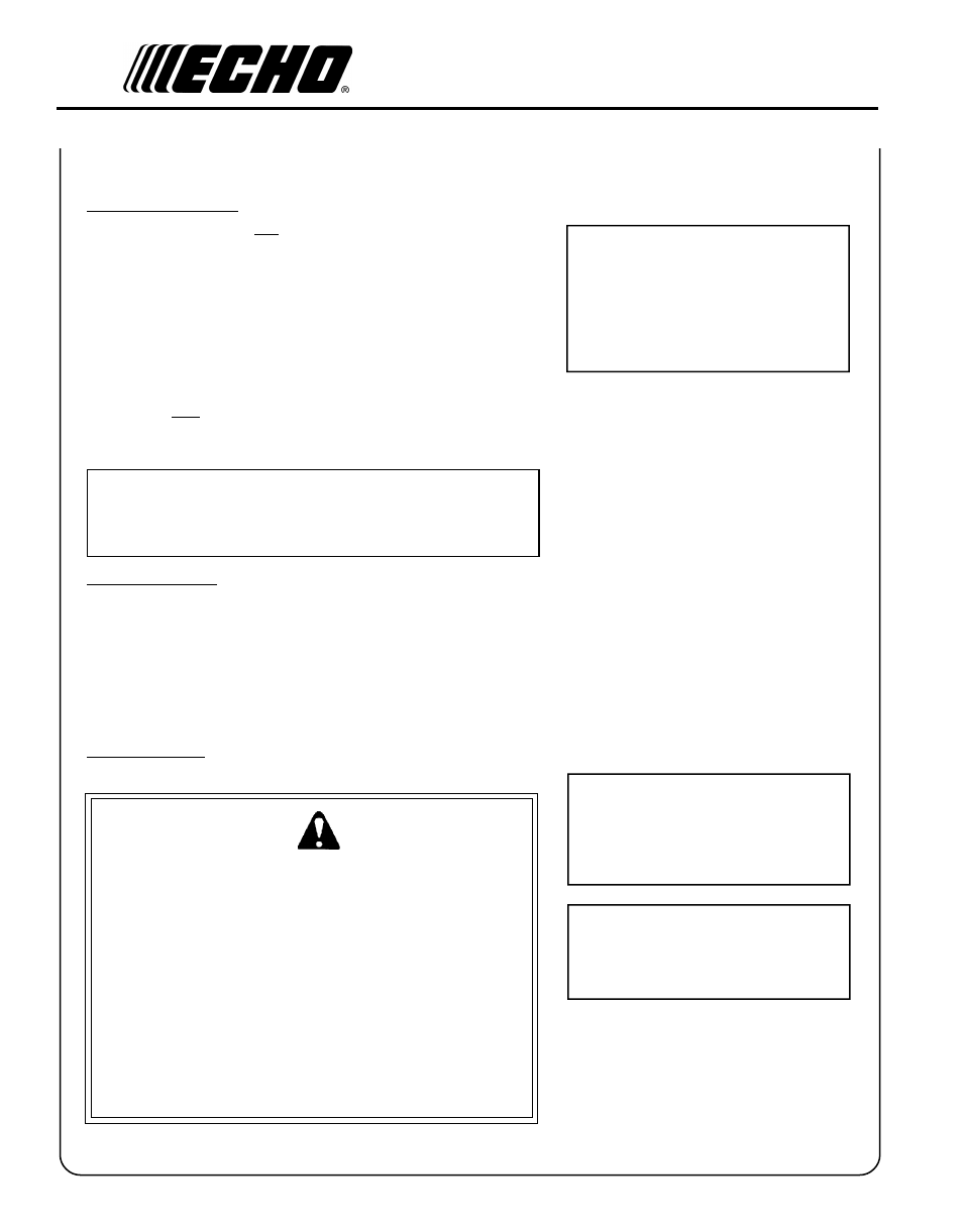 Warning danger | Echo SRM - 2100 User Manual | Page 20 / 37