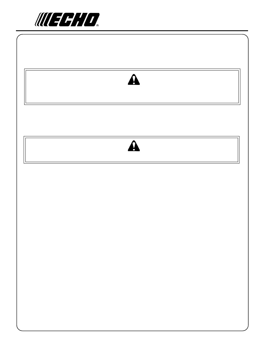 Warning danger | Echo SRM - 2100 User Manual | Page 32 / 37