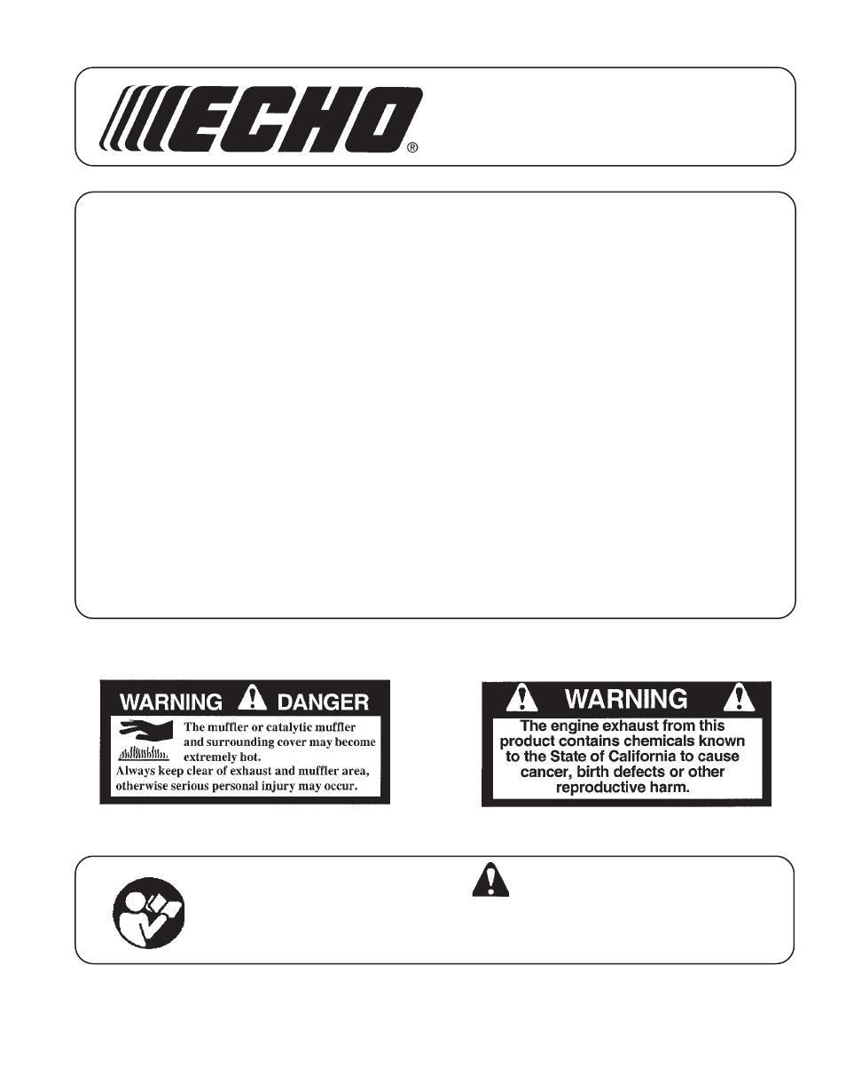 Echo PE-2400 Type 1/1E User Manual | 28 pages