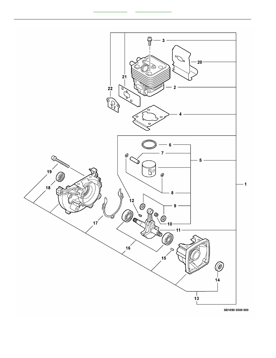 Engine, short block -- sb1090 | Echo SRM-265S User Manual | Page 20 / 42