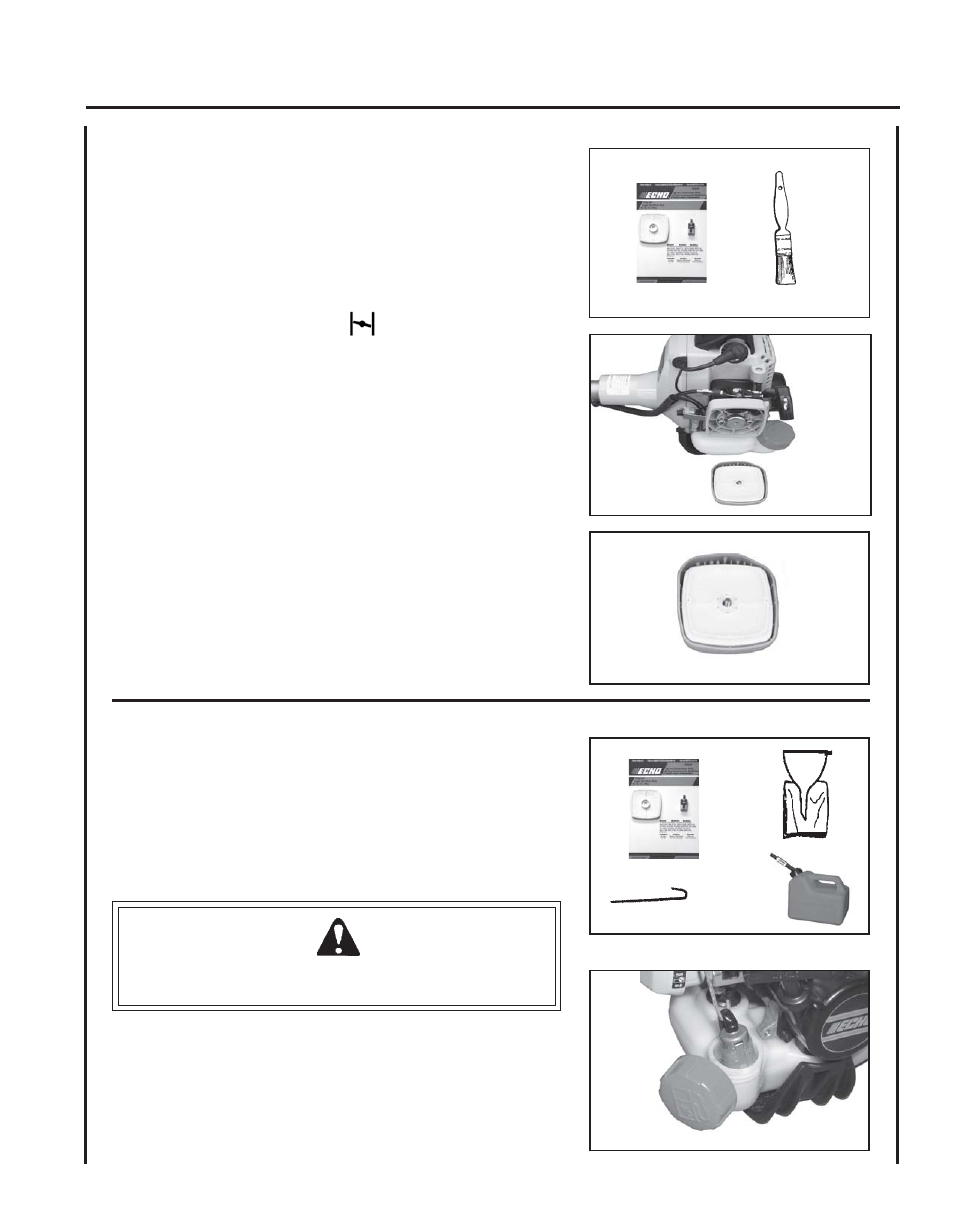 Air filter, Fuel filter | Echo PRO ATTACHMENT SERIES PAS-230 User Manual | Page 15 / 24