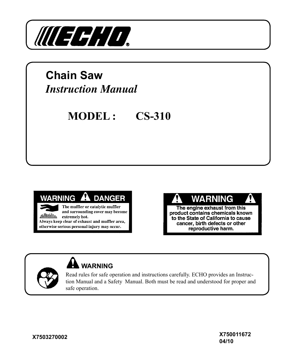 Echo CS-310 User Manual | 40 pages