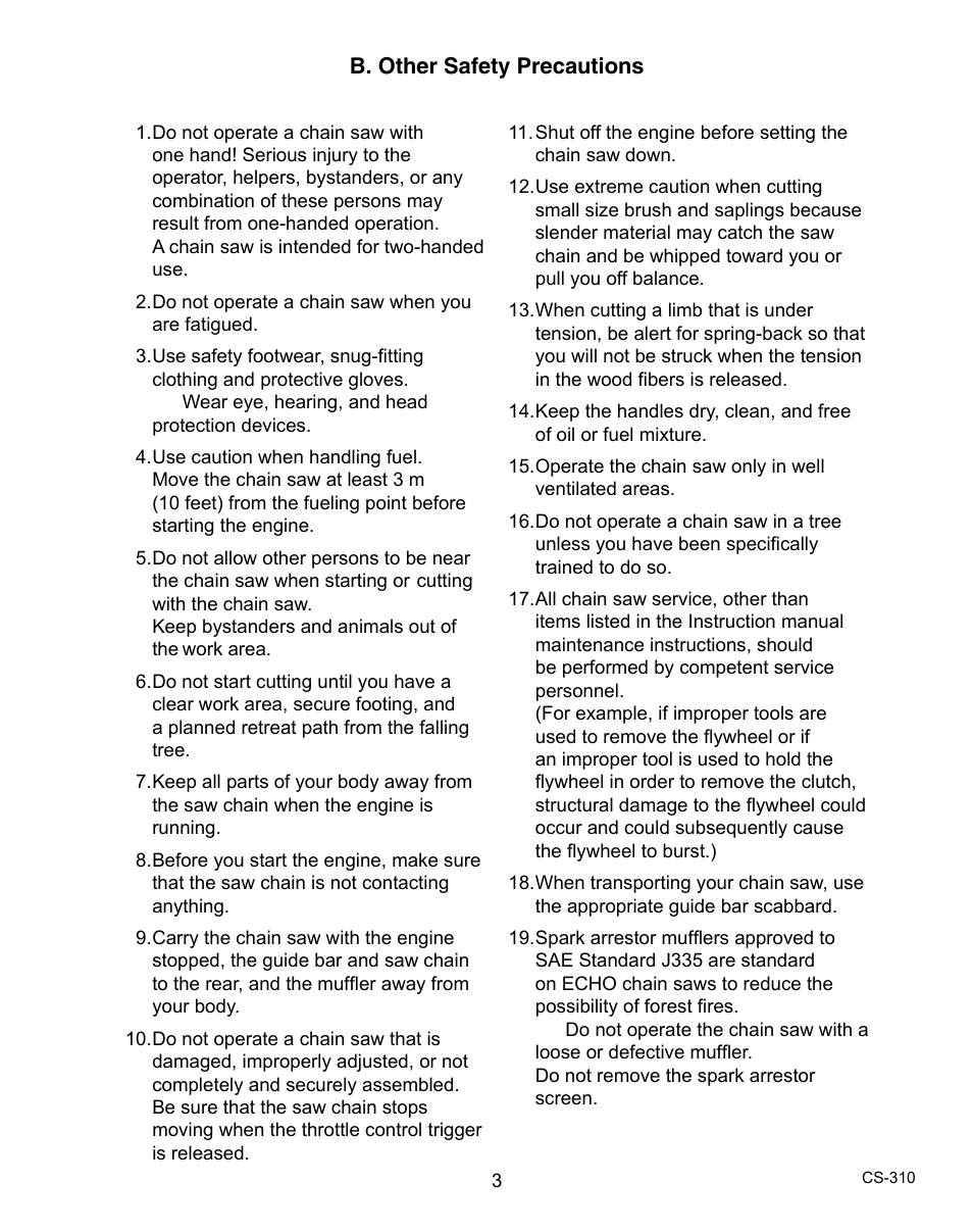 Echo CS-310 User Manual | Page 3 / 40