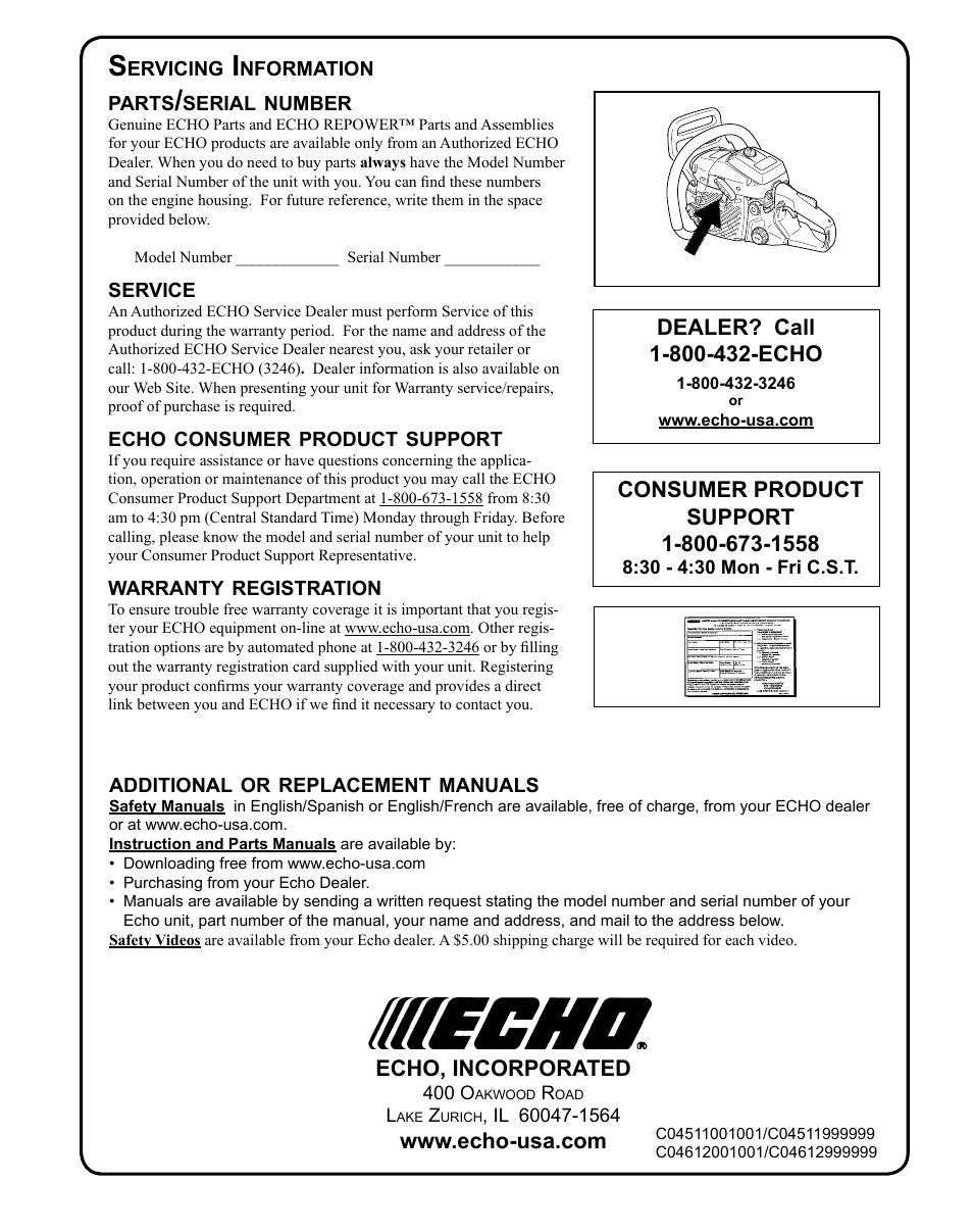 Echo CS-310 User Manual | Page 40 / 40