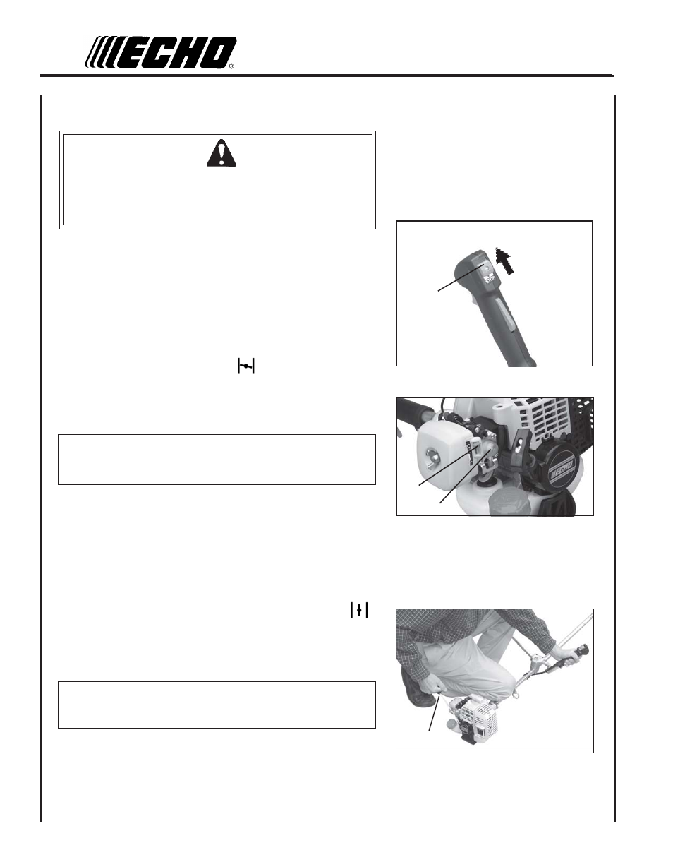 Starting cold engine, Warning danger | Echo SRM - 230U User Manual | Page 18 / 32
